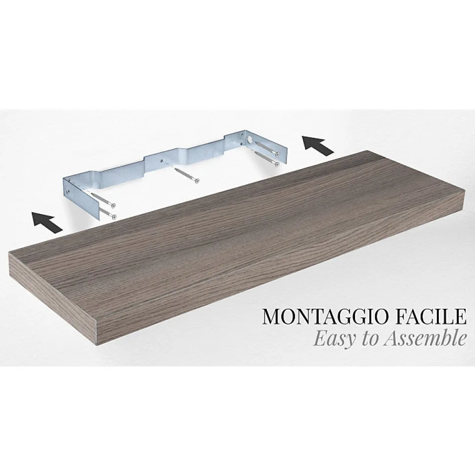 Étagère murale, étagère alvéolée, étagère en bois, étagère murale, noyer gris, 75x23x3,8 cm - Minerva