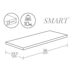 Étagère murale, étagère en bois, étagère murale, noire, 56x23,7x2,3 cm - Smart