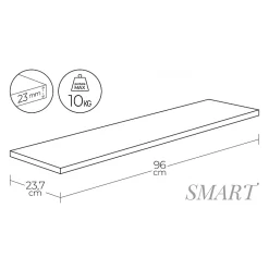 Étagère murale, étagère en bois, étagère murale, blanche, 96x23,7x2,3 cm - Smart