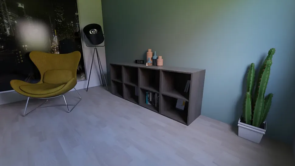 Étagère ouverte effet chêne grisé GoodHome Atomia H. 75 x L. 200 x P. 45 cm