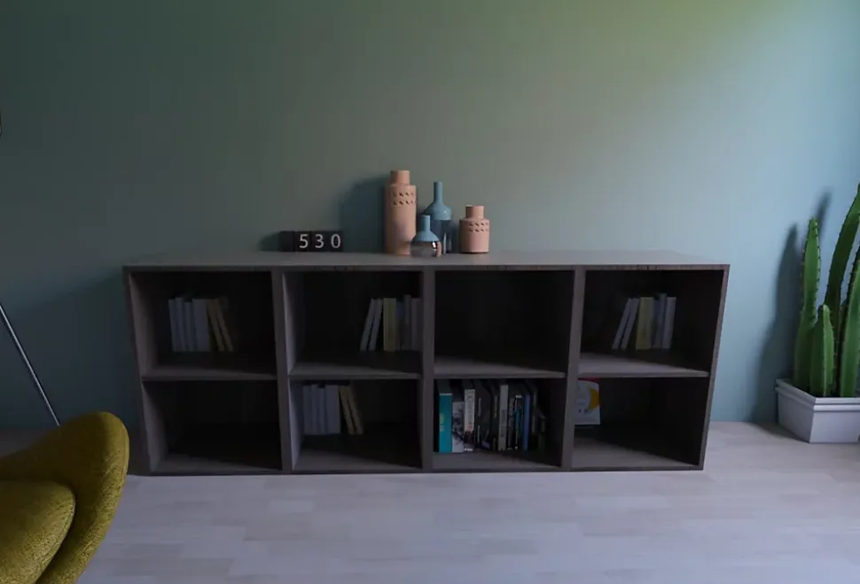Étagère ouverte effet chêne grisé GoodHome Atomia H. 75 x L. 200 x P. 45 cm