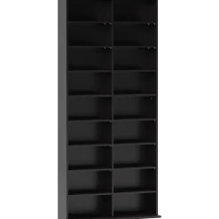 Étagère pour CD et DVD - 18 compartiments, 14 étagères réglables - 78,5x24x175cm - noir
