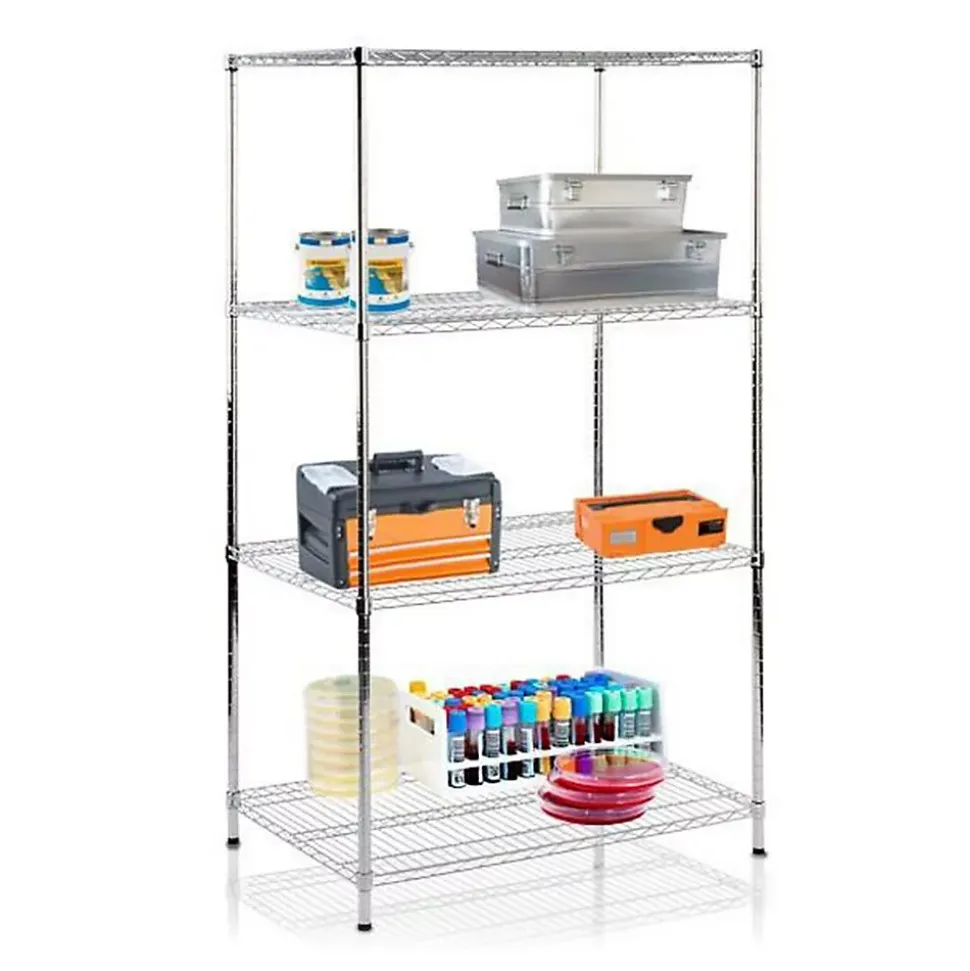 Étagère pour charge lourde Meuble de rangement Himalaya Chromé 4 Étages 200 x 90 x 60 cm, Charge Max 750 kg - Floordirekt