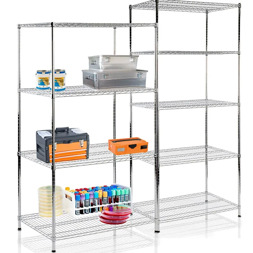 Étagère pour charge lourde Meuble de rangement Himalaya Chromé 4 Étages 90 x 60 x 160 cm, Charge Max 750 kg - Floordirekt