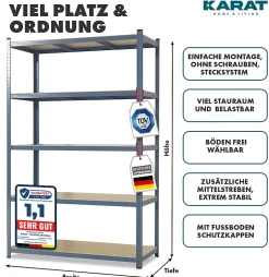 Étagère pour charge lourde Gris anthracite 180 x 120 x 45 cm, Charge Max : 1250 kg