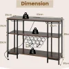 Étagère Range Bouteille à 3 Niveaux avec Prises Table de Bar à Liqueur avec Porte bouteille et Kit Anti basculement Marron