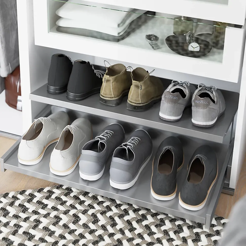 Étagère range chaussures coulissante en acier gris GoodHome Atomia L. 71,4 x P. 50 cm