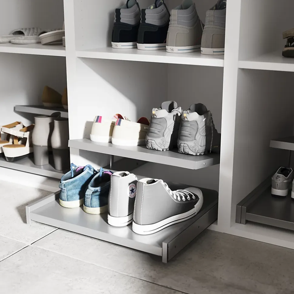 Étagère range chaussures coulissante en acier gris GoodHome Atomia L. 46,4 x P. 50 cm