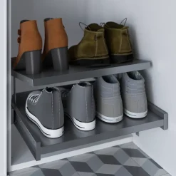 Étagère range chaussures coulissante en acier gris GoodHome Atomia L. 46,4 x P. 50 cm
