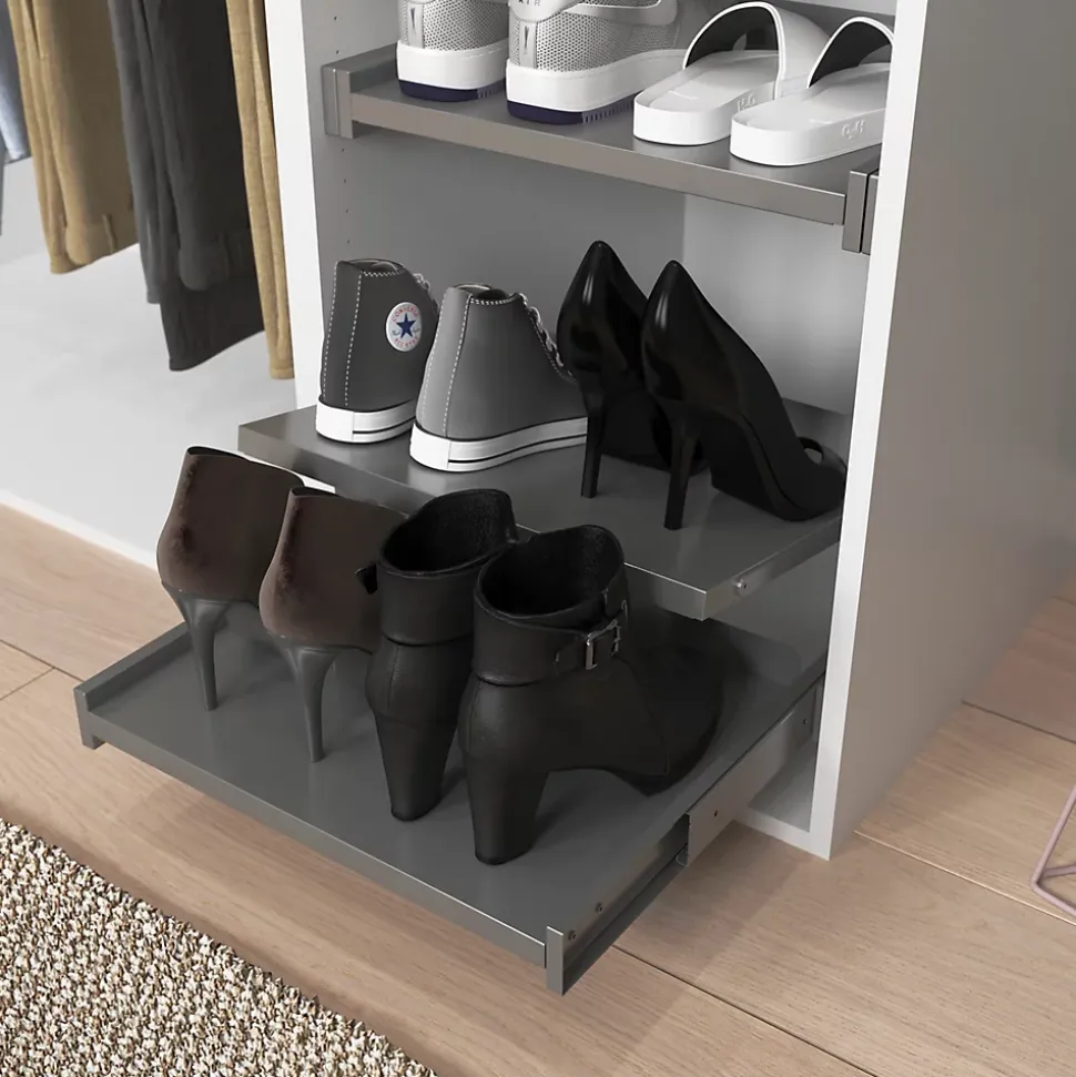 Étagère range chaussures coulissante en acier gris GoodHome Atomia L. 46,4 x P. 50 cm