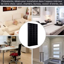 Étagère rangement CD/DVD - 1116 CDs 33 compartiments réglables en hauteur - 102 x 24 x 195 cm - effet bois