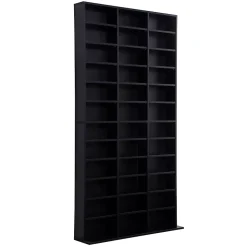 Étagère rangement CD/DVD - 1116 CDs 33 compartiments réglables en hauteur - 102 x 24 x 195 cm - effet bois
