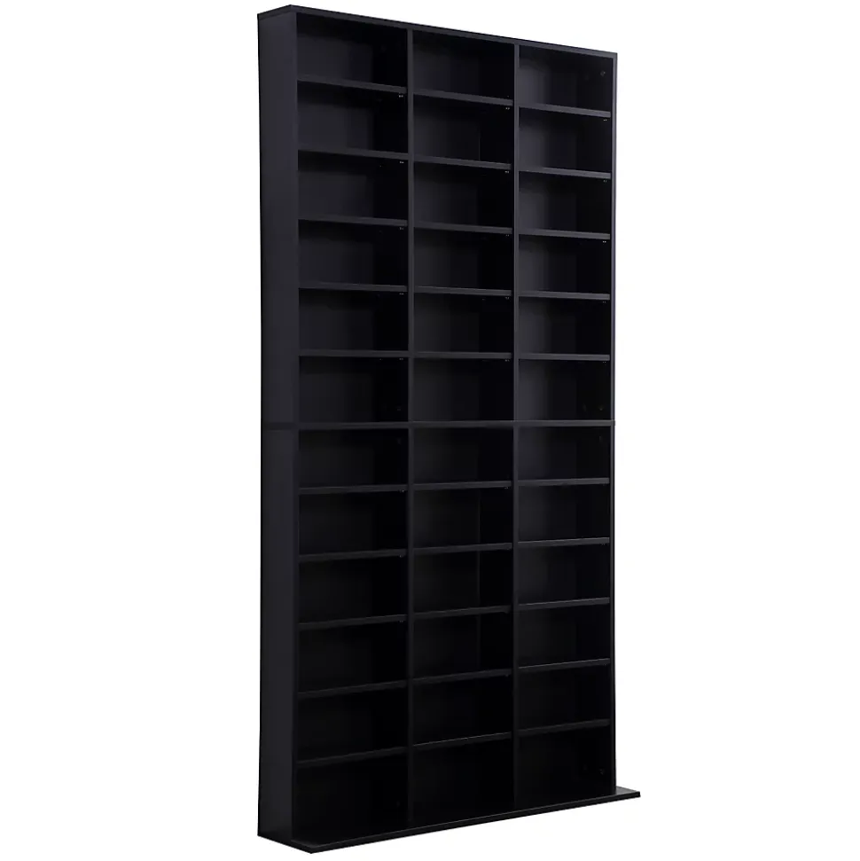 Étagère rangement CD/DVD - 1116 CDs 33 compartiments réglables en hauteur - 102 x 24 x 195 cm - effet bois