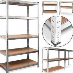 Étagère rayonnage modulable en métal, 5 étages, 175kg/par étagère