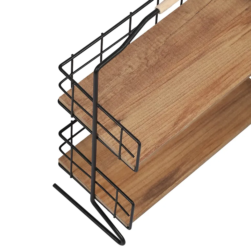Étagère Sallingsund avec 2 surfaces de stockage pour salle de bain noir effet bois en.casa