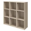 Étagère semi ouverte 9 cases effet chêne avec 6 portes blanches GoodHome Atomia H. 112,5 x L. 112,5 x P. 37 cm