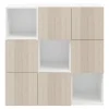 Étagère semi ouverte 9 cases blanche avec 6 portes effet chêne GoodHome Atomia H. 112,5 x L. 112,5 x P. 37 cm