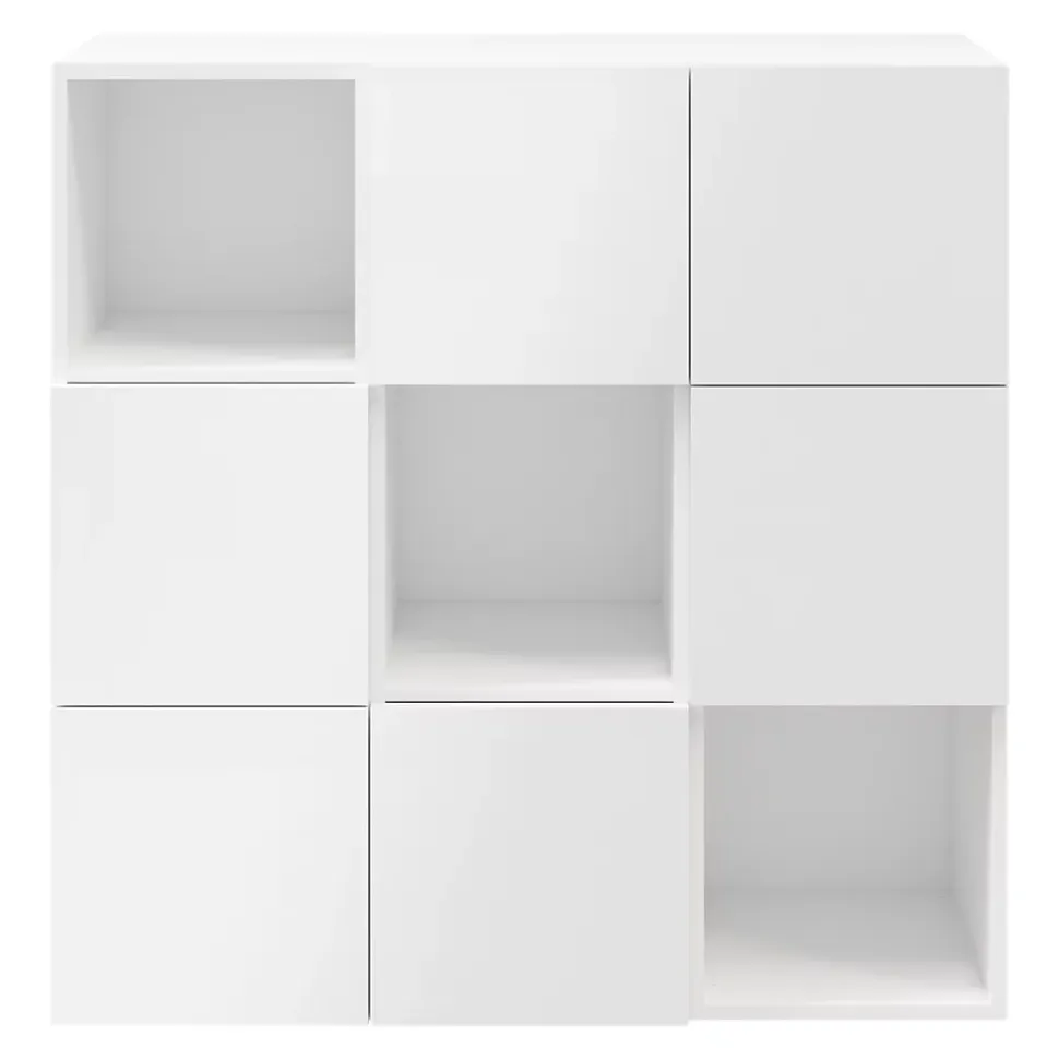 Étagère semi ouverte blanche 9 cases avec 6 portes GoodHome Atomia H. 112,5 x L. 112,5 x P. 37 cm