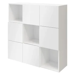 Étagère semi ouverte blanche 9 cases avec 6 portes GoodHome Atomia H. 112,5 x L. 112,5 x P. 37 cm