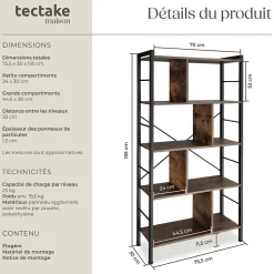 Étagère style industriel avec des pieds en plastique réglables en hauteur