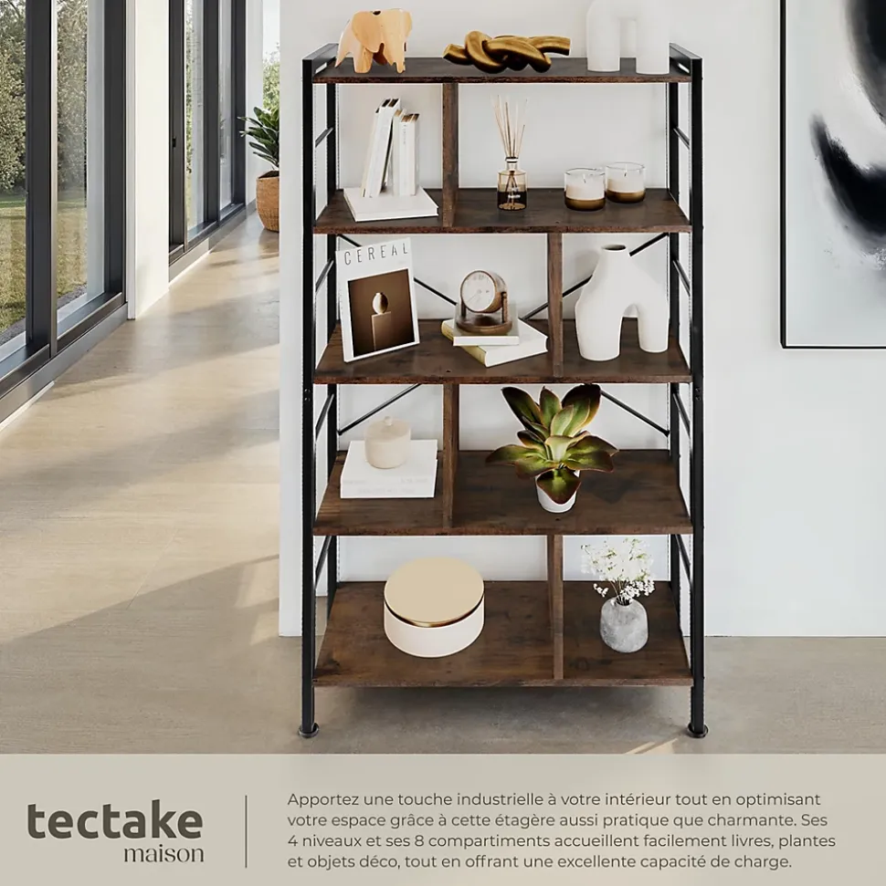 Étagère style industriel avec des pieds en plastique réglables en hauteur