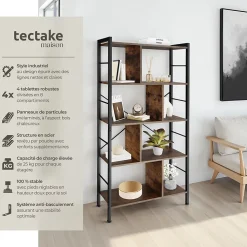 Étagère style industriel avec des pieds en plastique réglables en hauteur