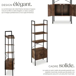 Étagère style industriel avec des pieds en plastique réglables en hauteur