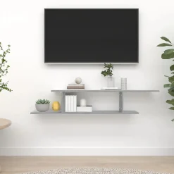 Étagère TV murale Sonoma gris 125x18x23 cm Bois d ingénierie