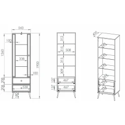 Étagère Vitrine blanc avec pieds dorés 55 cm DARRBY