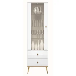 Étagère Vitrine blanc avec pieds dorés 55 cm DARRBY