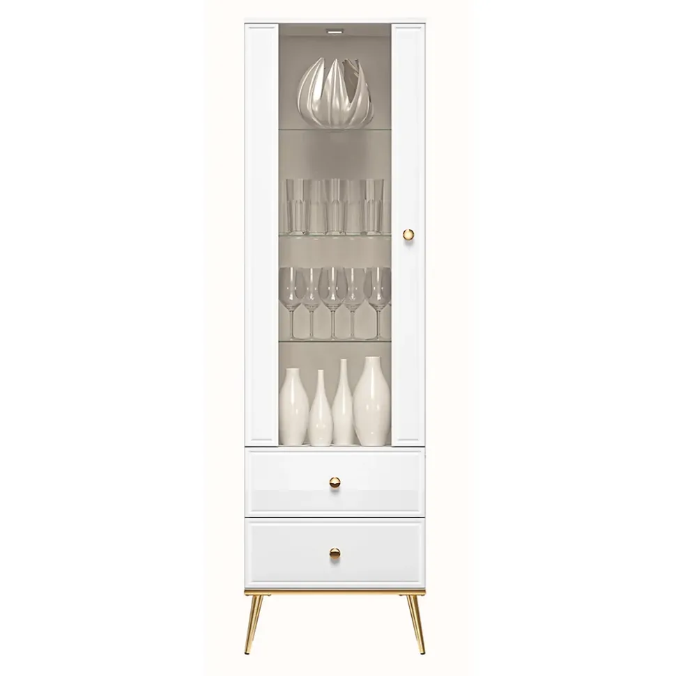 Étagère Vitrine blanc avec pieds dorés 55 cm DARRBY