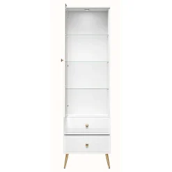 Étagère Vitrine blanc avec pieds dorés 55 cm DARRBY
