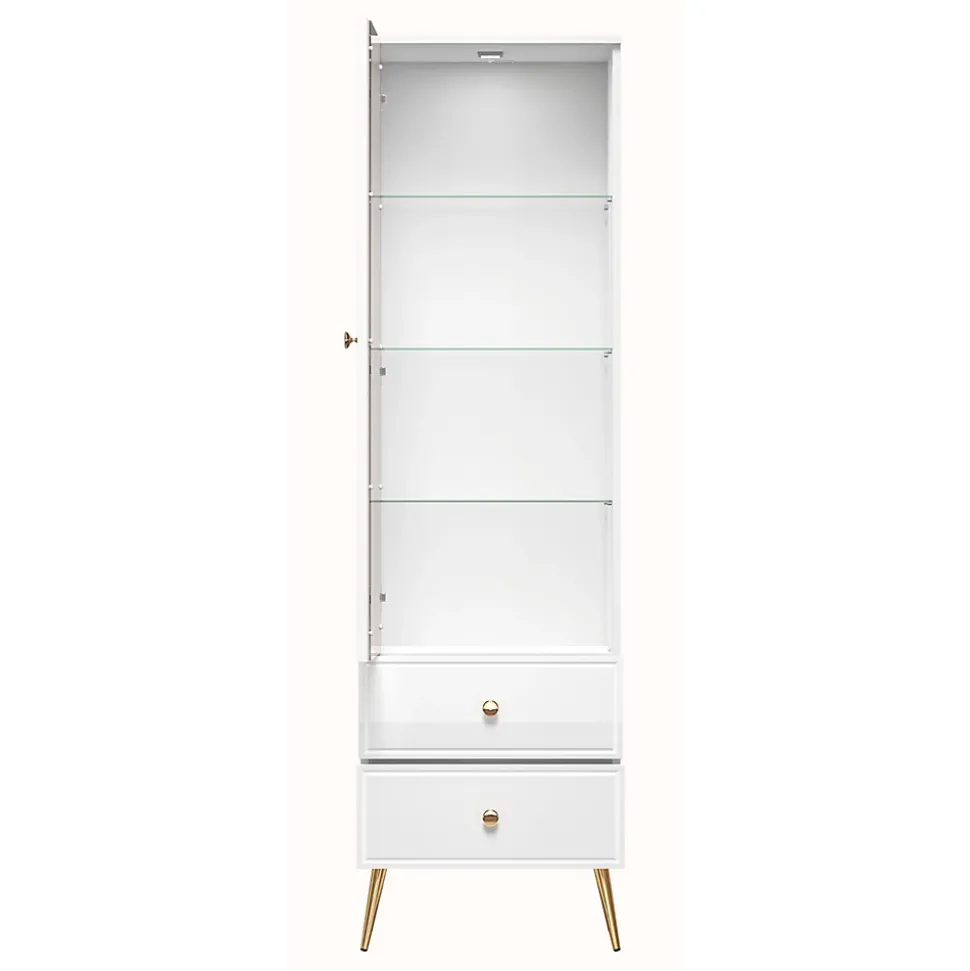 Étagère Vitrine blanc avec pieds dorés 55 cm DARRBY