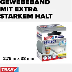 tesa Extra Power ruban adhésif toile9 38 mm x 2,75 m, gris, mode8le 56343-40-2
