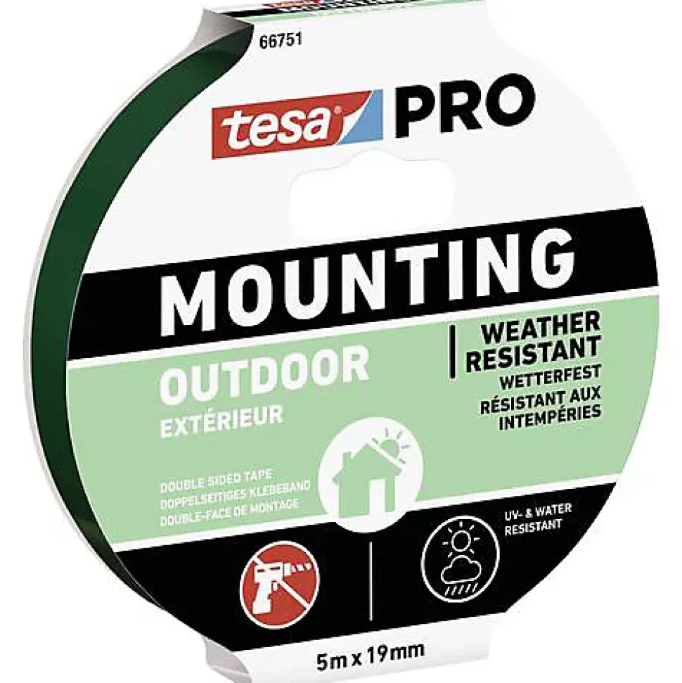 tesa Mounting PRO Outdoor 66751-00001-00 Ruban de montage double-face transparent 5 m x 19 mm