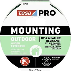 tesa Mounting PRO Outdoor 66751-00001-00 Ruban de montage double-face transparent 5 m x 19 mm