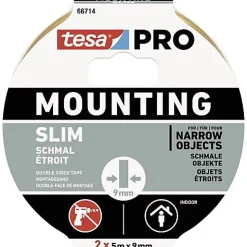 tesa PRO Mounting ruban de montage étroit 10 m x 9 mm blanc