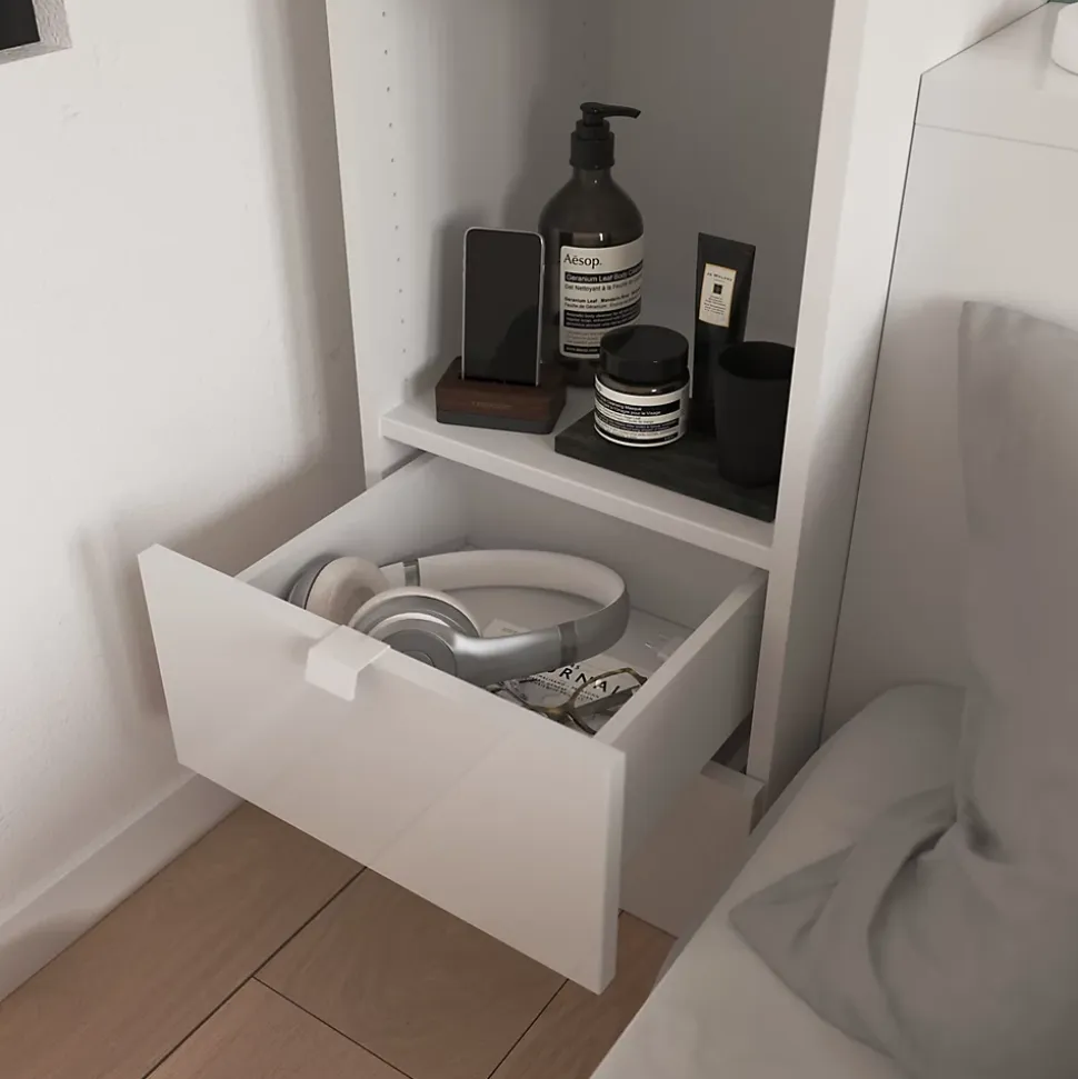 Tiroir blanc brillant GoodHome Atomia H. 18,5 x L. 37,2 x P. 30 cm vendu par 2