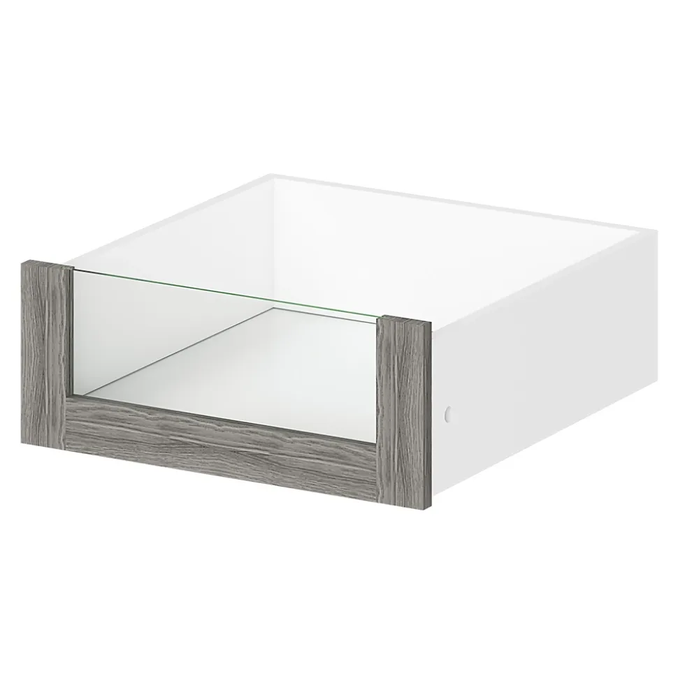 Tiroir intérieur avec façade verre effet chêne grisé GoodHome Atomia H. 17 x L. 43,7 x P. 45 cm