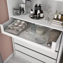 Tiroir intérieur avec façade verre blanc GoodHome Atomia H.17 x L. 93,7 x P.50 cm