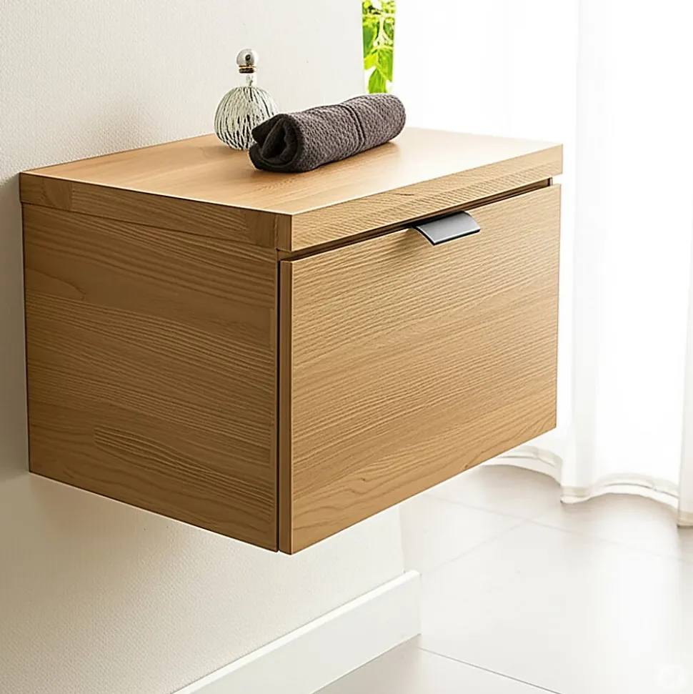 Tiroir suspendu 48 cm en chêne - Massif naturel - Meuble de salle de bain design et fonctionnel