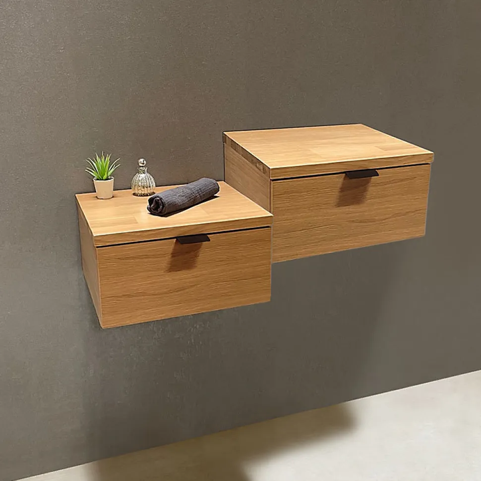 Tiroir suspendu 48 cm en chêne - Massif naturel - Meuble de salle de bain design et fonctionnel