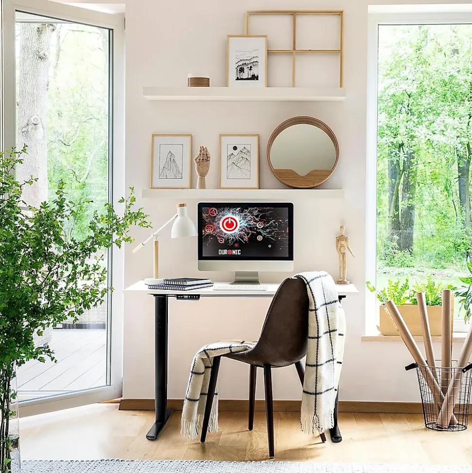 TM51 BK Structure pour bureau assis debout électrique Hauteur ajustable de 72 à 118 cm Charge max 70 kg Plateau à ajouter Duronic