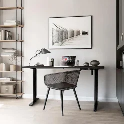 TM51 BK Structure pour bureau assis debout électrique Hauteur ajustable de 72 à 118 cm Charge max 70 kg Plateau à ajouter Duronic
