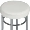 TODARO - Tabouret Acier Chromé et Simili Blanc