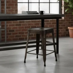 TOLGA - Lot de 4 Tabourets Noirs