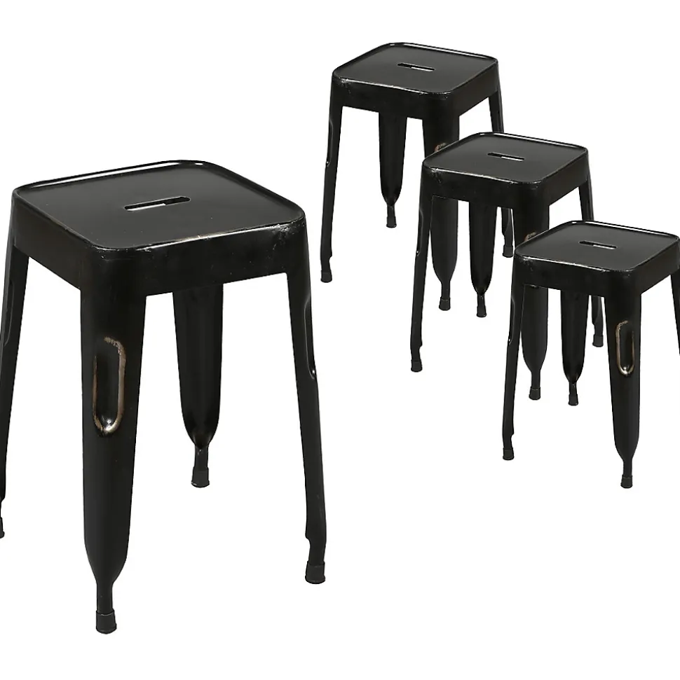 TOLGA - Lot de 4 Tabourets Noirs