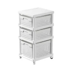 Tour de rangement 3 paniers avec roulettes
