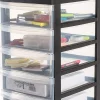 Tour de rangement plastique sur roulettes A4, 10 Petits Tiroirs, Noir, DC-010, Iris Ohyama