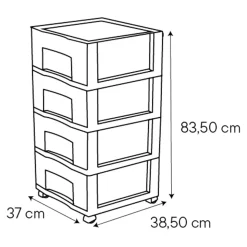 Tour en plastique 4 tiroirs Kontor gris H. 83,5 x L. 37 x P. 38 cm